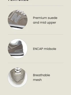 Gris clair - New Balance Mens 574 Trainers