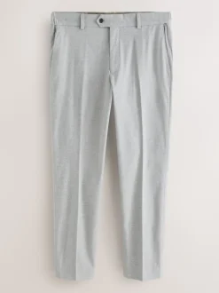 Gris clair - Pantalon élégant en coton brossé coupe classique