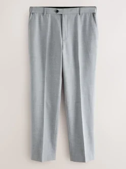 Gris clair - Pantalons élégants texturés coupe classique avec ceinture extensible