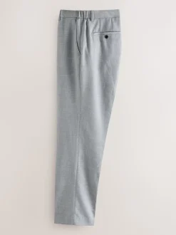 Gris clair - Pantalons élégants texturés coupe classique avec ceinture extensible