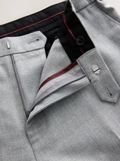 Gris clair - Pantalons élégants texturés coupe classique avec ceinture extensible