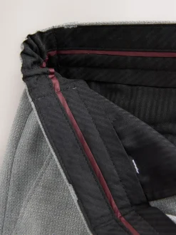 Gris clair - Pantalons élégants texturés coupe classique avec ceinture extensible