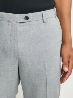 Gris clair - Pantalons élégants texturés coupe classique avec ceinture extensible