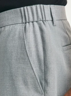 Gris clair - Pantalons élégants texturés coupe classique avec ceinture extensible