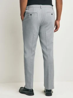 Gris clair - Pantalons élégants texturés coupe classique avec ceinture extensible