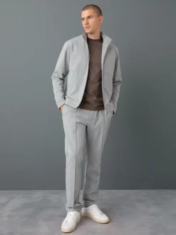 Gris clair - Premium Smart Col cheminée zippé avec laine