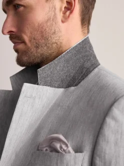 Gris clair - Veste de costume slim Leomaster 100% lin italien