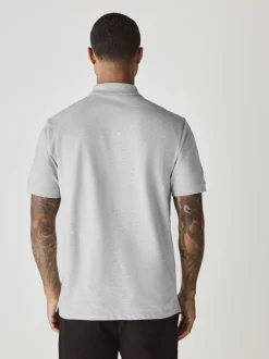 Gris clair chiné - Ajustement régulier - Polo Manches courtes Pique