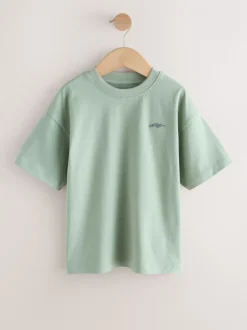 Gris clair/marron/gris foncé/vert - Lot de 4 T-shirts à Manches courtes avec Logo Graphique sur la Poitrine (3-16ans)