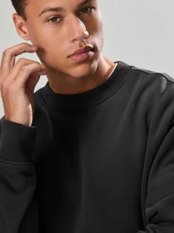 Gris d'ardoise - Ajustement régulier - Sweat-shirt épais à Col rond riche en coton