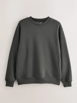 Gris d'ardoise - Ajustement régulier - Sweat-shirt épais à Col rond riche en coton