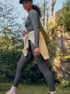 Gris d'ardoise - Côtelé sans couture Taille haute Leggings