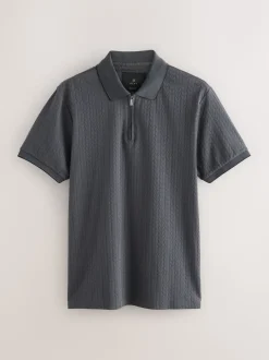 Gris d'ardoise - Slim Fit (Slim Fit) - Polo habillé en jacquard