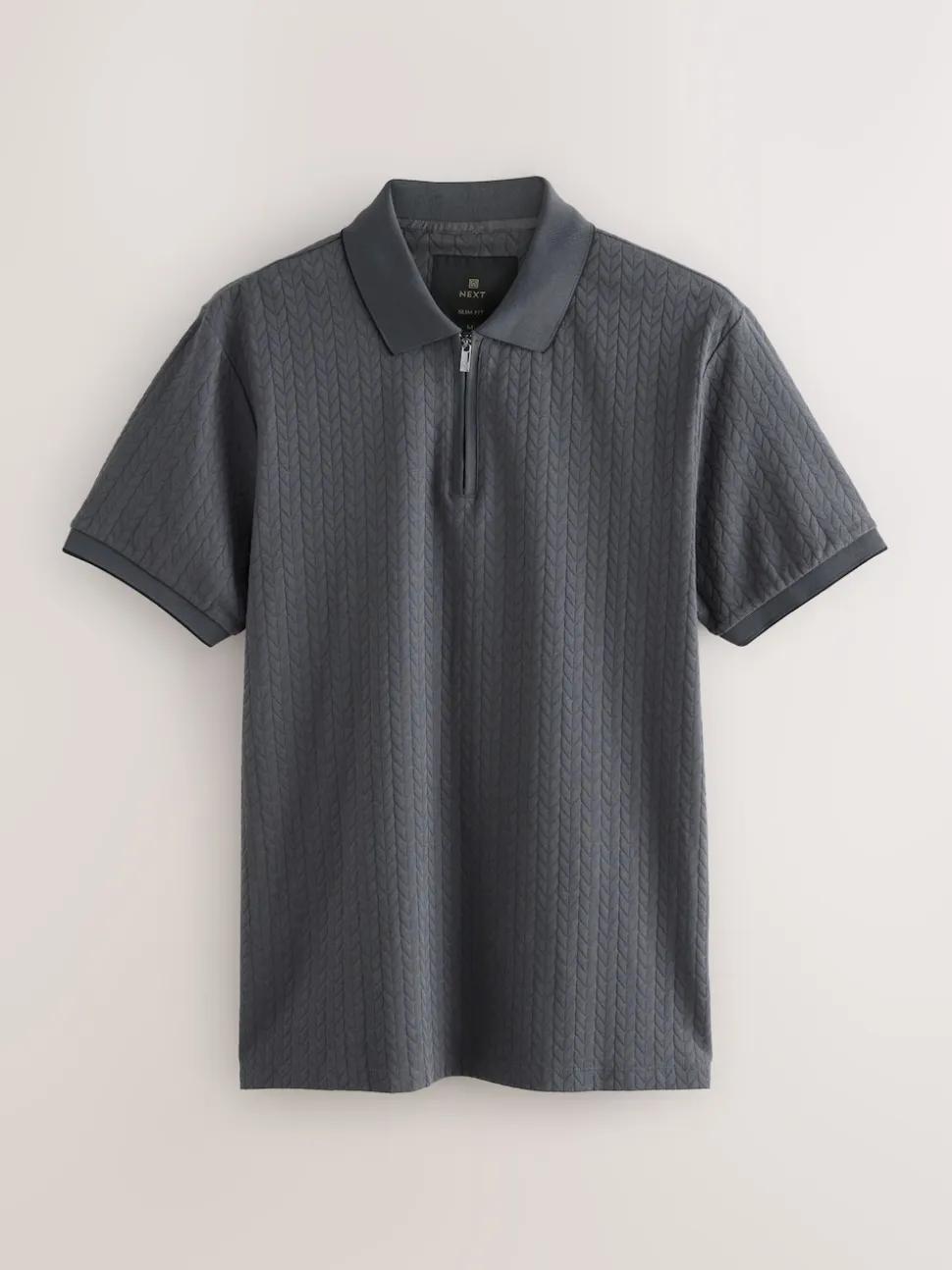 Gris d'ardoise - Slim Fit (Slim Fit) - Polo habillé en jacquard