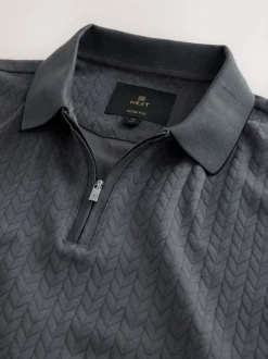 Gris d'ardoise - Slim Fit (Slim Fit) - Polo habillé en jacquard