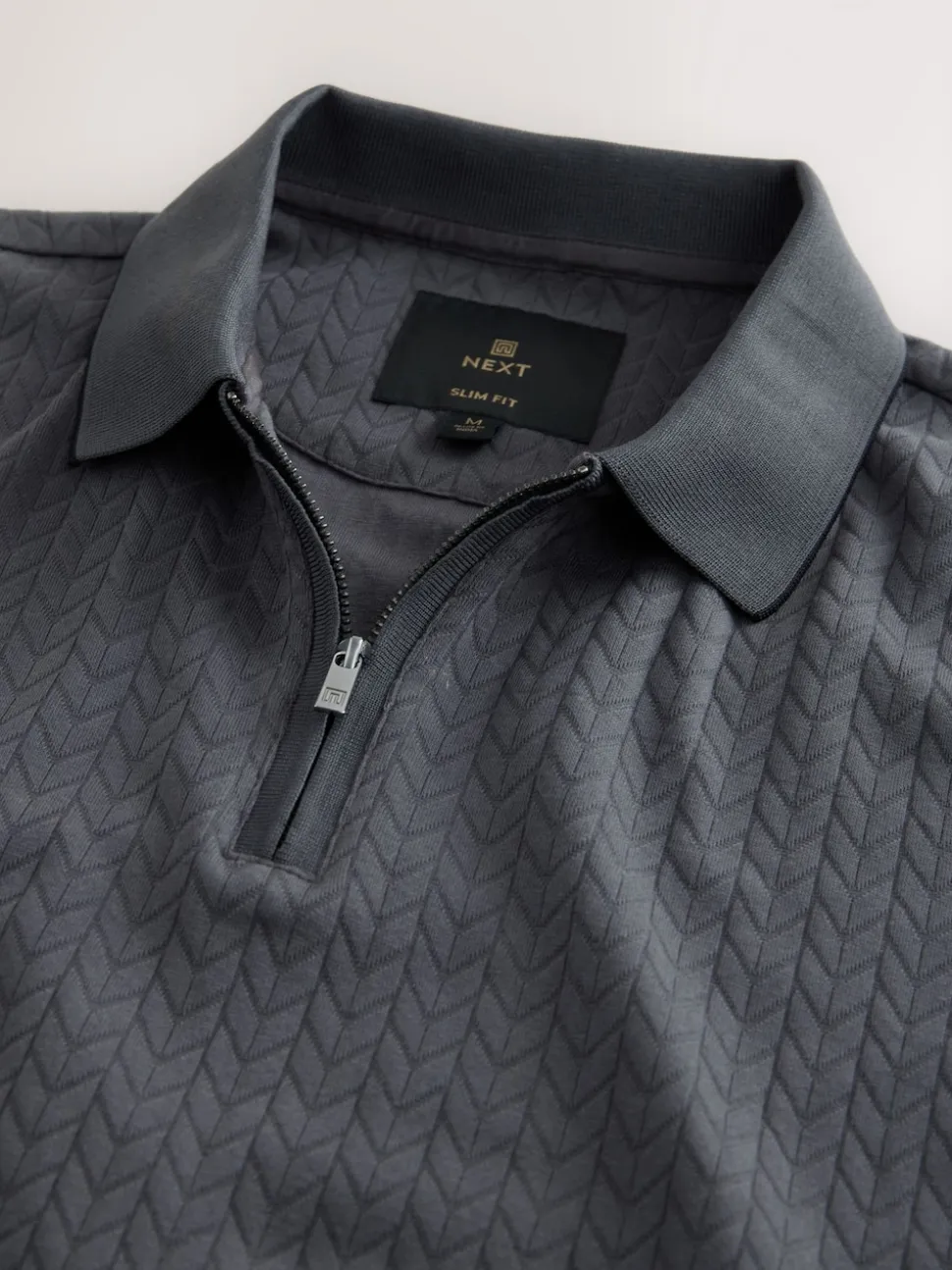 Gris d'ardoise - Slim Fit (Slim Fit) - Polo habillé en jacquard