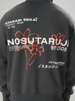 Gris d'ardoise - Sweat à capuche Imprimé graphique