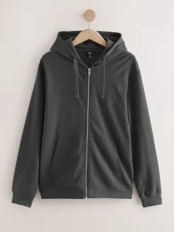 Gris d'ardoise - Sweat à capuche zippé léger