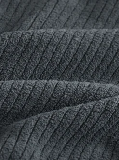 Gris d'ardoise - Sweat-shirt à capuche Borg à texture côtelée