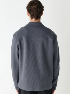 Gris d'ardoise - Veste-chemise à bouton-chemise à texture linéaire