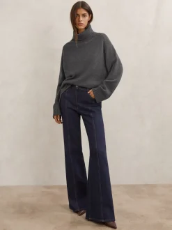 Gris de charbon de bois - Pull col roulé en laine et cachemire Reiss Brooklyn