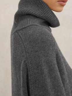 Gris de charbon de bois - Pull col roulé en laine et cachemire Reiss Brooklyn