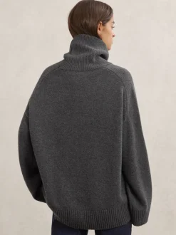 Gris de charbon de bois - Pull col roulé en laine et cachemire Reiss Brooklyn