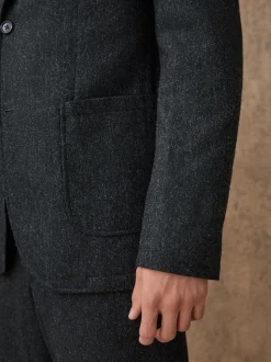 Gris de charbon de bois - Veste de Costume décontractée en laine Blend