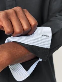 Gris de charbon de bois - Slim Fit (Slim Fit) - Chemise Oxford à manches longues