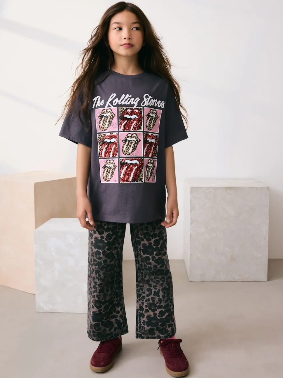 Gris de charbon de bois - T-shirt The Rolling Stones Band (3-16ans)