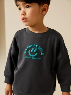 Gris de charbon de bois - Sweat imprimé All-over Col rond (3mois -7ans)