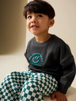 Gris de charbon de bois - Sweat imprimé All-over Col rond (3mois -7ans)