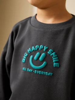 Gris de charbon de bois - Sweat imprimé All-over Col rond (3mois -7ans)