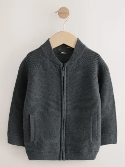 Gris de charbon de bois - Cardigan zippé (3mths-7yrs)