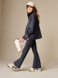 Gris de charbon de bois - Ensemble haut à col zippé et évasé pliable (3-16ans)