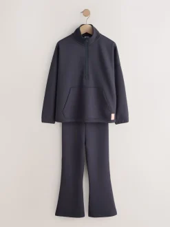 Gris de charbon de bois - Ensemble haut à col zippé et évasé pliable (3-16ans)