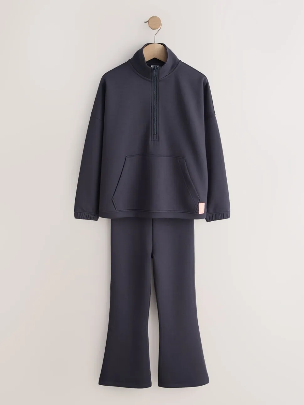 Gris de charbon de bois - Ensemble haut à col zippé et évasé pliable (3-16ans)