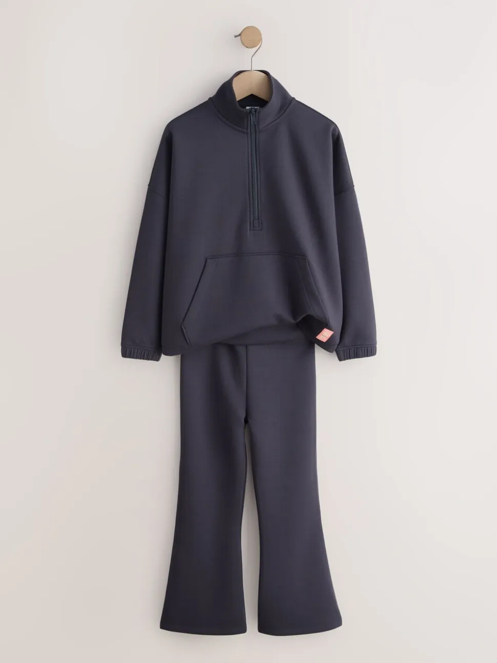 Gris de charbon de bois - Ensemble haut à col zippé et évasé pliable (3-16ans)