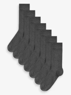 Gris de charbon de bois - Lot de 7 - Chaussettes riches en coton pour homme