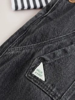 Gris de charbon de bois - Ensemble salopette et body en jean bébé (0 mois-2 ans)