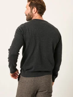 Gris de charbon de bois - Pull FatFace en maille à Col rond