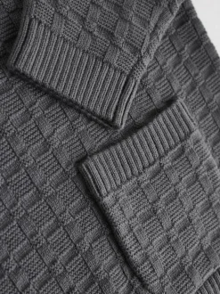 Gris de charbon de bois - Ensemble bébé pull et legging en tricot texturé 100 % coton (0mois -3ans)