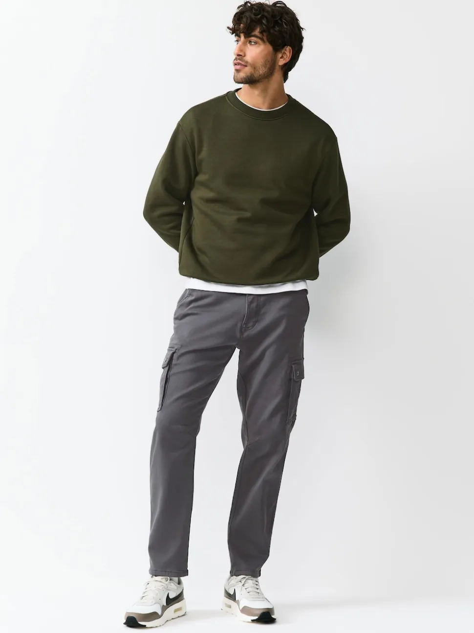 Gris de charbon de bois - Pantalon cargo coupe ajustée Motionflex stretch