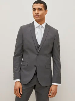 Gris de charbon de bois - Slim Fit (Slim Fit) - Veste de costume à deux boutons