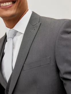 Gris de charbon de bois - Slim Fit (Slim Fit) - Veste de costume à deux boutons