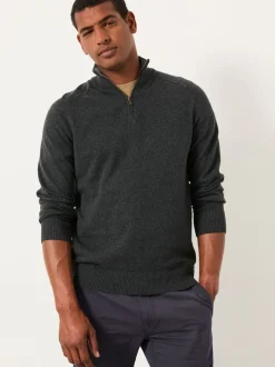 Gris de charbon de bois - Pull FatFace en maille à col zippé