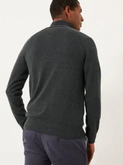 Gris de charbon de bois - Pull FatFace en maille à col zippé