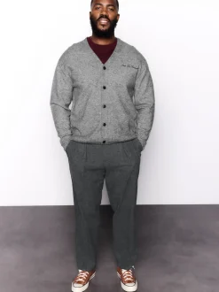 Gris de charbon de bois - Pantalon élégant en coton brossé texturé coupe classique