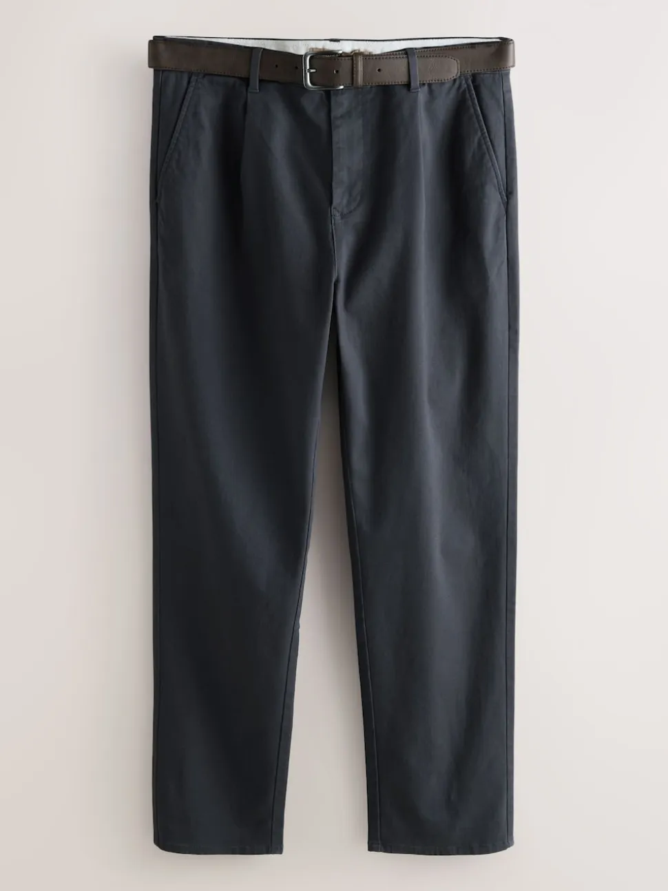 Gris de charbon de bois - Pantalon chino plissé doux au toucher ceinturé