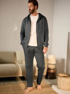 Gris de charbon de bois - Jogging ouvert lourd à dos brosse